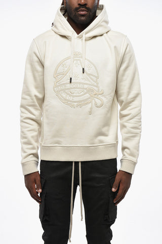 Fleeced Cotton Hoodie with Ribbed Wool Edges