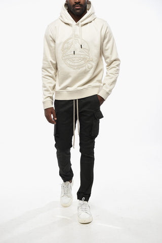 Fleeced Cotton Hoodie with Ribbed Wool Edges