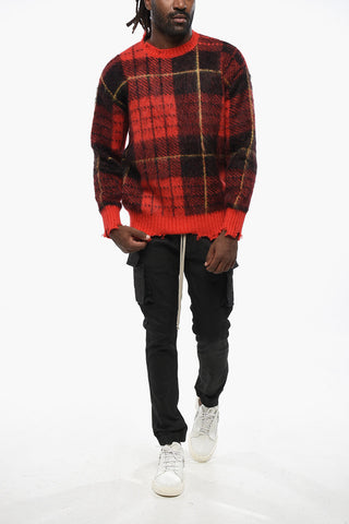 Oversized Crewneck Checked Sweater with Vintage Effect
