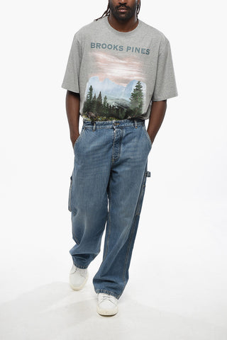 Straight Leg Cargo Jeans with Leather Patch 25cm