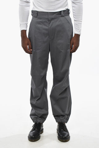 Pantaloni in Cotone Stretch con Polsini
