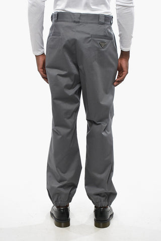 Pantaloni in Cotone Stretch con Polsini