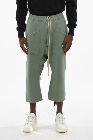 Solid-Color Crop Cargo Pants with Elastic Waist