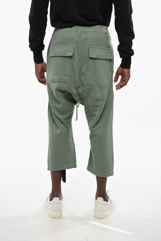 Solid-Color Crop Cargo Pants with Elastic Waist