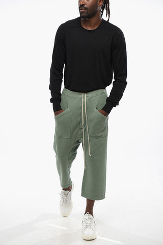 Solid-Color Crop Cargo Pants with Elastic Waist