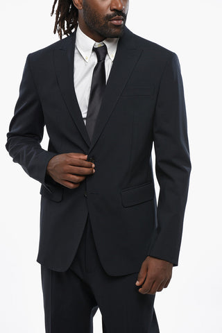 Virgin Wool Stretch 2-Button Suit with Flap Pockets