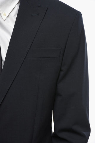 Virgin Wool Stretch 2-Button Suit with Flap Pockets