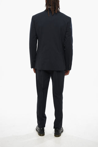 Virgin Wool Stretch 2-Button Suit with Flap Pockets