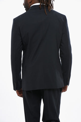 Virgin Wool Stretch 2-Button Suit with Flap Pockets