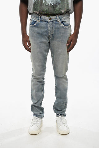 Vintage Effect Stretch Denim Jeans 17cm