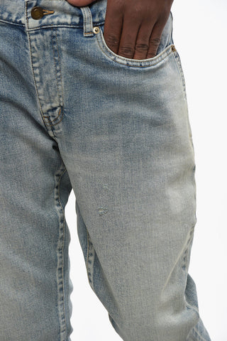 Vintage Effect Stretch Denim Jeans 17cm
