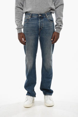 Jeans a Gamba Dritta con Tasca Posteriore Stampata 21cm