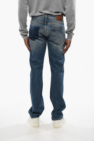 Jeans a Gamba Dritta con Tasca Posteriore Stampata 21cm