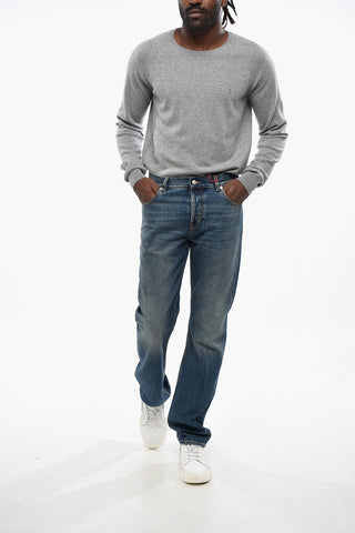 Jeans a Gamba Dritta con Tasca Posteriore Stampata 21cm