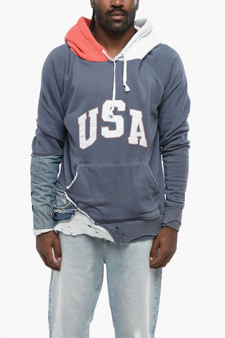 Vintage-Effekt-Hoodie mit Denim-Details