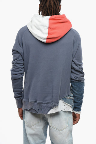 Vintage-Effekt-Hoodie mit Denim-Details