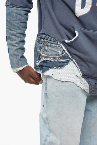 Vintage-Effekt-Hoodie mit Denim-Details