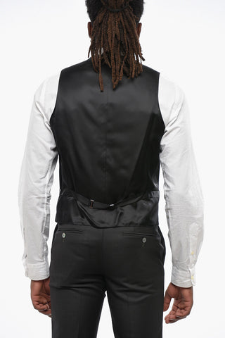 CC COLLECTION 5-Button Wool Vest with Welt Pockets