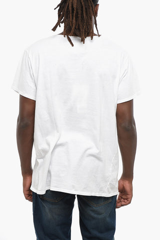 솔리드 크루넥 티셔츠 콘트라스트 프린트