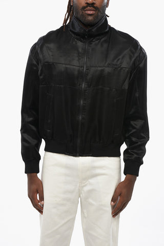 Bomber in Misto Seta con Logo Ricamato