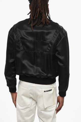 Bomber in Misto Seta con Logo Ricamato