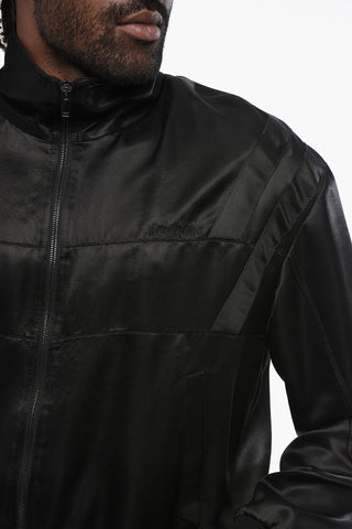 Bomber in Misto Seta con Logo Ricamato