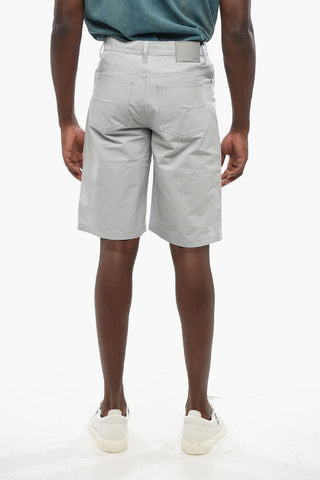 Lightweight Cotton Five-Pocket Shorts with Embroidered Logo