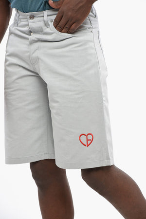 Lightweight Cotton Five-Pocket Shorts with Embroidered Logo