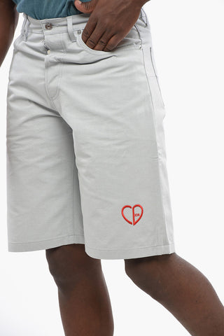 Lightweight Cotton Five-Pocket Shorts with Embroidered Logo