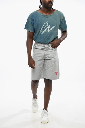 Lightweight Cotton Five-Pocket Shorts with Embroidered Logo