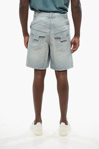 Denim-Shorts mit Allover-Monogramm