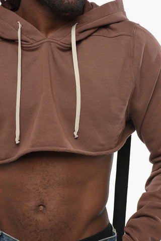 DRKSHDW Felpa Hoodie Crop in Cotone Garzato  con Dettaglio Logato