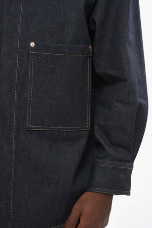 Overshirt Aus Denim Mit Verdeckter Knopfleiste Und Leder-Logopatch