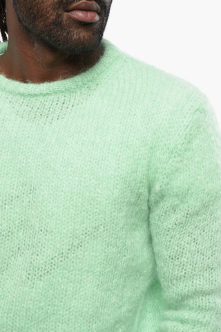 Solid Color Mohair Blend Crew-neck Sweater