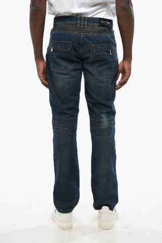 Regular-Fit Biker-Jeans mit sichtbaren Nähten 18cm