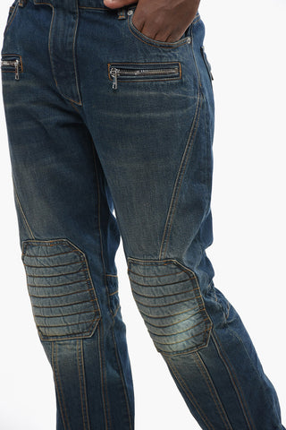 Regular-Fit Biker-Jeans mit sichtbaren Nähten 18cm
