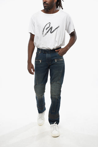 Regular-Fit Biker-Jeans mit sichtbaren Nähten 18cm