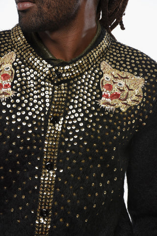 Cardigan Girocollo Impreziosito da Paillettes 