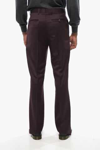 Einfarbige Schurwollhose mit Gürtelschlaufen