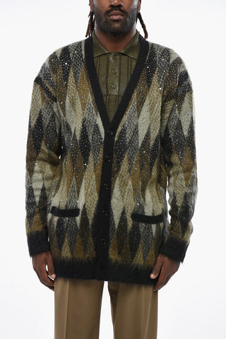 Cardigan in Misto Mohair Impreziosito da Strass