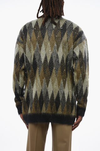 Cardigan in Misto Mohair Impreziosito da Strass