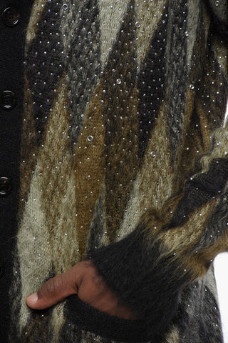 Cardigan in Misto Mohair Impreziosito da Strass