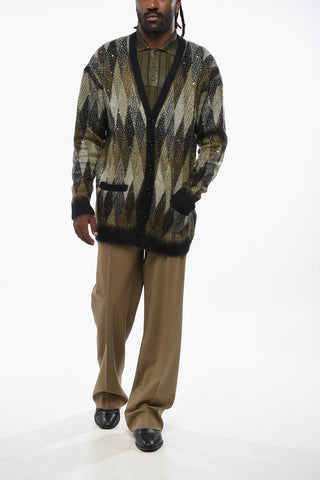 Cardigan in Misto Mohair Impreziosito da Strass