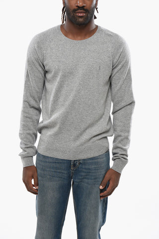 Cashmere Crew-neck Sweater with Embroidered Logo
