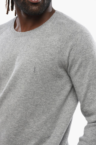 Cashmere Crew-neck Sweater with Embroidered Logo