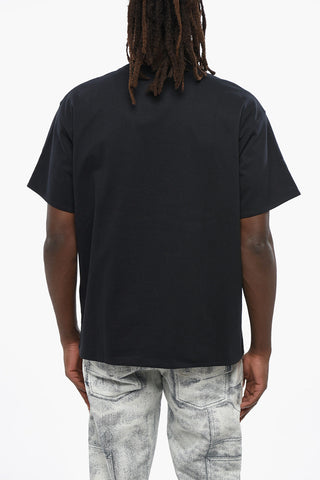 Crew-neck T-Shirt with Striped Poplin Lining