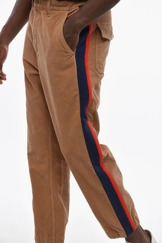 Corduroy Pants with Contrasting Side Bands