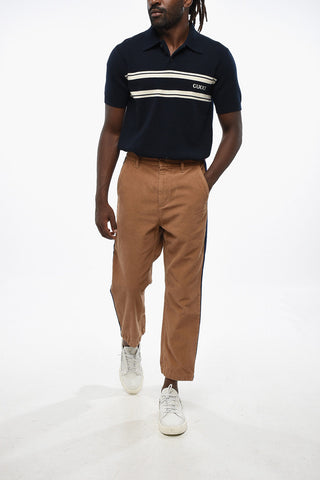 Corduroy Pants with Contrasting Side Bands