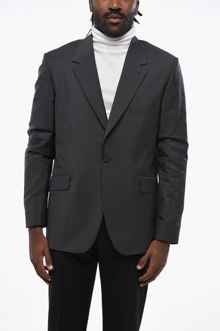 Virgin Wool-Blend 1-Button Jacket With Double Vents And Classic Notch Lapel