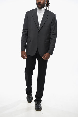 Virgin Wool-Blend 1-Button Jacket With Double Vents And Classic Notch Lapel